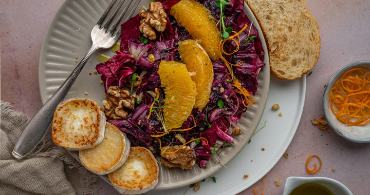 Warmer Radicchio Salat mit Orangen und Ziegenkäse