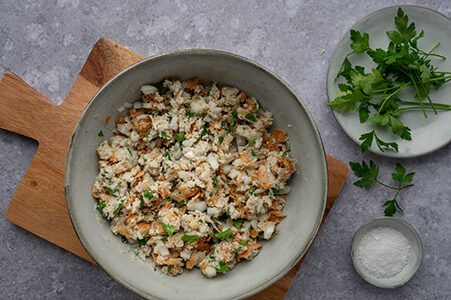 Die Zutaten sind alle miteinander vermengt.