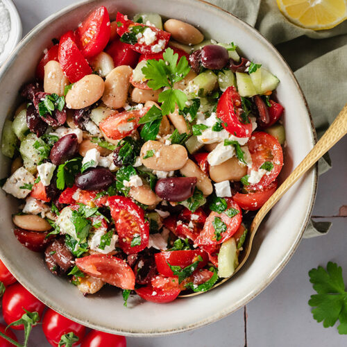 Griechischer Bohnensalat mit weißen Bohnen und Feta – Use Your Food