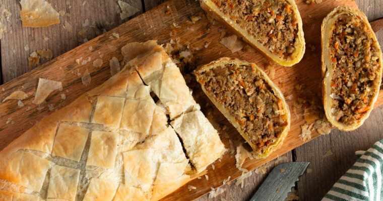Vegetarischer Wellington mit Wurzelgemüse